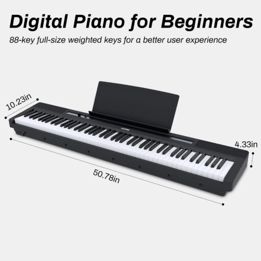 AODSK 88-Key Weighted Action Digital Piano, Grade Hammer Action Keyboard for Beginner Kids/Adults, Black (S-200 Digital Piano with Three-Pedal) - Image 7