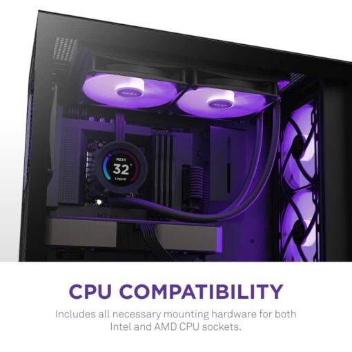 NZXT Kraken Elite 280 RGB - RL-KR28E-B1 - 280mm AIO CPU Liquid Cooler - Customizable 2.36" LCD Display for Images, Performance Metrics - High-Performance Pump - 2 x F140 RGB Core Fans - Black - Image 2