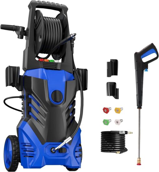 Electric Pressure Washer 5000PSI-Max 3.1GPM Power Washer 4 Different Pressure Tips, 20FT Hose Power Cord, Foam Cannon, Power Washer Electric Powerd for Patios Car Garden