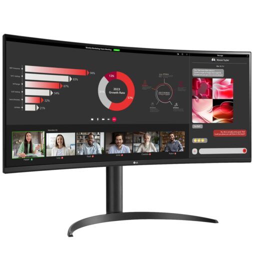 LG 34WR55QC-B 34" Curved UltraWide WQHD HDR 10 100Hz Monitor with USB Type-C, 3440x1440 Curved Display, 100Hz Refresh Rate, AMD FreeSync, Borderless Design - Image 4