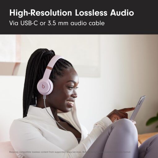 Beats Solo 4 Wireless Headphones with 20W Power Adapter - Cloud Pink - Image 4