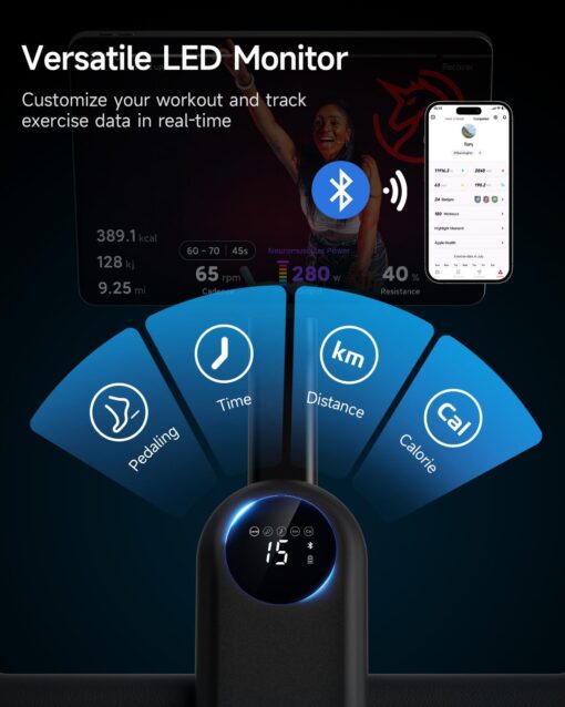 Exercise Bike,Yesoul Stationary Bikes for Home with 2 Resistance Bands, Exclusive App, Low Noise Indoor Cycling Bike with 300lbs Weight Capacity,Comfortable Seat Cushion and Upgraded LED Monitor,Rich Fitness Courses for Home Gym Cardio Workout Training - Image 3