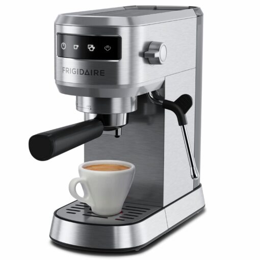 Frigidaire 20 Bar Small Espresso Machine with Milk Frother and Tamper - Makes Cappuccinos, Lattes, and More, Stainless Steel