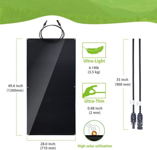 Topsolar 360W Semi-Flexible Monocrystalline Solar Panel Charger 2 * 180 Watt Off-Grid for RV Boat Cabin Van Car Uneven Surfaces - Image 5