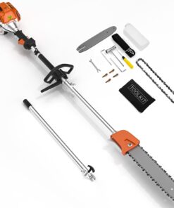 48CC Gas Powered Pole Saws,2-Stroke Gas Pole Saws for Tree Trimming with11.5in Cutting Bar,16 FT Extendable Pole Chainsaw Tree Trimmer