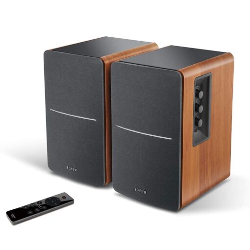 Edifier R1280DBs Active Bluetooth Bookshelf Speakers - Optical Input - 2.0 Wireless Studio Monitor Speaker - 42W RMS with Subwoofer Line Out - Wood Grain - Image 6