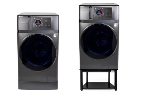 EZ Laundry | Upgraded 28” Universal Pedestal – 700lbs Capacity, Raises 16” with Built-in Drain Pan + Hose, Adjustable Feet, Anti-Vibration & Storage Shelf fits 27" or 28" Washer & Dryer (Black) - Image 2