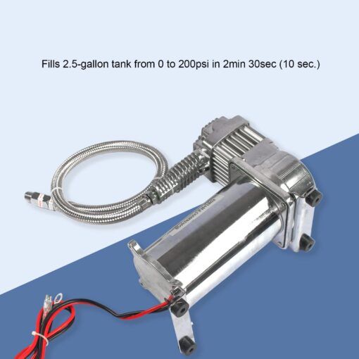 DICMIC 12V 444C 200 PSI Dual Value Pack Chrome Air Compressor for Auto/Motorcycle - Image 5