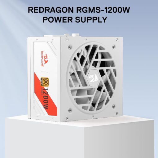Redragon RGMS-1200W PRO 80+ Gold 1200 Watt Power Supply w/Upgraded ATX 3.1 & PCIe 5.1 Fully Modular, Compact 150mm Size, Smart ECO Low Noise Fan, 100% Japanese Capacitors, Full Mod Cables - Image 3