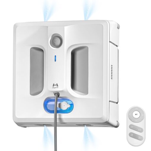 HUTT Auto Window Cleaning Robot A1, Upgraded 4 Water Spray & 6000PA High Suction Power Window Cleaner with Laser Sensor Detection, Perfect for High-Rise Windows, Tiles and Glass (A1)
