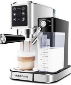 URintells Cuising Espresso Machine 20 Bar, Touchscreen Espresso Maker with Automatic Milk Frother for Cappuccino Latte, Espresso Coffee Maker with Dual Heating System & Dual Pump