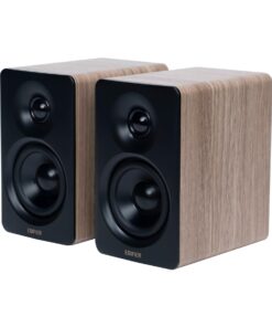 Edifier M60 Multimedia Speaker Bluetooth 5.3, 66W RMS, Hi-Res Audio & Hi-Res Wireless Audio, LDAC,3" Mid Bass & 1" Tweeter, USB-C & Aux Inputs, Compact Desktop Speaker – Classic Oak