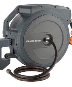 Giraffe Tools AW405/8MB Retractable Garden Hose Reel 5/8" x 90 ft PRO Metal Bracket, Heavy Duty, Any Length Lock Hose Reel, 90ft, Dark Grey
