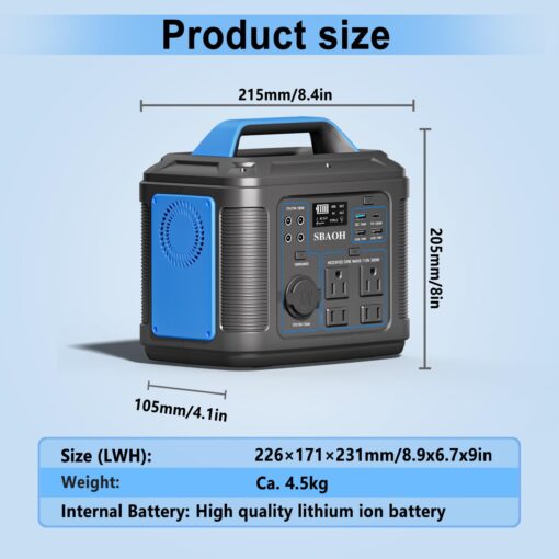 Portable Power Station, 300W 296Wh Solar Generator Quick Charge / 110V AC Outlets/DC Ports and LED Flashlight, Lithium Battery Backup for Home Outdoor Travel Camping Blackout blue - Image 3