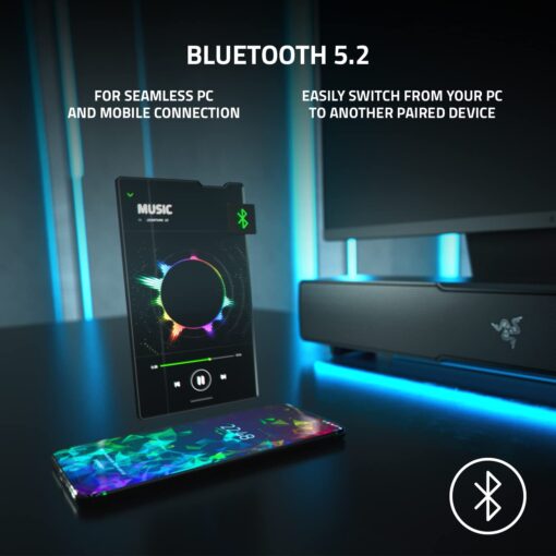 Razer Leviathan V2: Multi-Driver PC Gaming Soundbar with Subwoofer - THX Spatial Audio - Compact Design - Chroma RGB - Bluetooth 5.2 - for Desktop/Laptop, Smartphones, Tablets & Nintendo Switch - Image 4