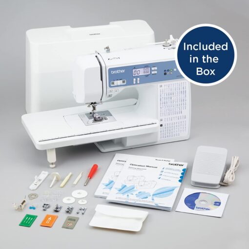 Brother Sewing and Quilting Machine, Computerized, 165 Built-in Stitches, LCD Display, Wide Table, 8 Included Presser Feet, White, 20x12x17 - Image 2