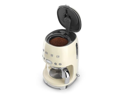 Smeg 50's Retro Style Aesthetic Drip Coffee Machine with 10 Cup Glass Carafe, Auto Start Feature, Keep Warm Plate, and Two Coffee Strength Settings (Cream) - Image 8
