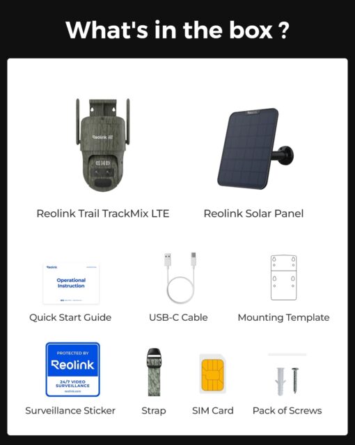 REOLINK 4K Dual Lens 4G LTE Cellular Security Camera, SIM Card Included, Wireless Auto Tracking Trail Camera, 6X Hybrid Zoom, No-Glow IR, IP66 for Wildlife, TrackMix LTE Trail + Solar Panel - Image 2