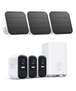 eufy Security, eufyCam 2C 3-Cam Kit with Solar Panel 2W, Security Camera Wireless Outdoor, Home Security System, HomeKit Compatibility, 1080p HD, IP67, Night Vision, Motion Only Alert, No Monthly Fee
