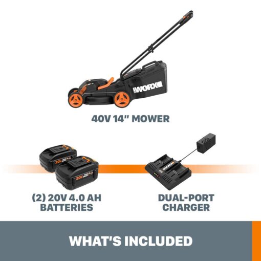 Worx WG779 40V Power Share 14" Cordless Lawn Mower + WORX WG261.9 20V Power Share 22" Cordless Hedge Trimmer - Image 5