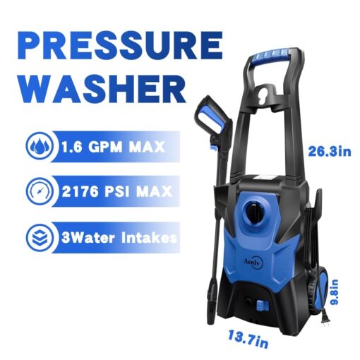Electric Pressure Washer, Electric Power Washer with Rotatable Nozzles, 3200 PSI Max 2.2 GPM High Pressure Cleaning Machine with Foam Cannon, Power Washer for Car, Floor, Yard, Patios, Fence - Image 7