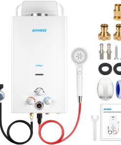 Kohree Tankless Water Heater Propane, 10L 2.64 GPM Portable Tankless Water Heater with Handle, On Demand Instant Hot Water Heater with Overheating Protection, for RV Camping, Pool, Barn & Cabin, White