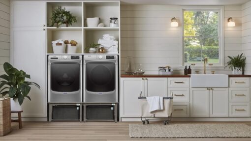 EZ Laundry Laundry Pedestal for Washer and Dryer | 29-Inch Stand with Adjustable Feet | Elevates 16" | includes Drain Pan & Hose | Anti-Vibration Steel | Fits All 29" Wide Washer/Dryer Brands (Grey) - Image 6