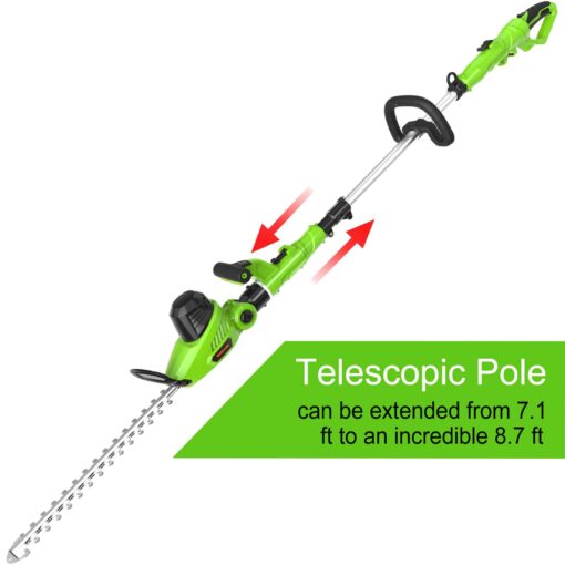 GARCARE 2 in 1 Electric Pole Hedge Trimmer, Power Hedge Trimmer with 18 inch Dual-Action Laser Cut & Adjustable Cutting Head, 4.8Amp, 600W, Corded - Image 4