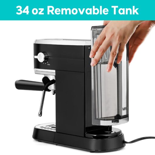 CASABREWS Espresso Machine 20 Bar, Stainless Steel Espresso Maker with Milk Frother Steam Wand, Compact Cappuccino Machine for Home, Espresso Coffee Machine with Removable Water Tank, Black - Image 6