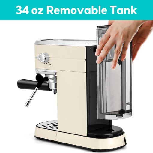 CASABREWS Espresso Machine 20 Bar, Espresso Maker with Milk Frother Steam Wand, Stainless Steel Espresso Coffee Machine with 34oz Removable Water Tank, Creamy - Image 4