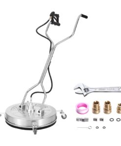 VEVOR 24" Pressure Washer Surface Cleaner w/Handles & Wheels, Stainless Steel Concrete Cleaner 4000 Max PSI, 3/8" Connector & 1/4" Adapter Power Washer Floor Attachment,for Floor Driveway, Patio