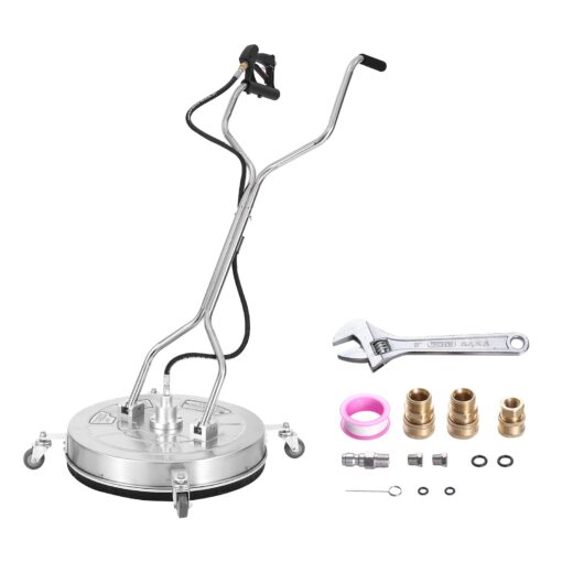VEVOR 24" Pressure Washer Surface Cleaner w/Handles & Wheels, Stainless Steel Concrete Cleaner 4000 Max PSI, 3/8" Connector & 1/4" Adapter Power Washer Floor Attachment,for Floor Driveway, Patio