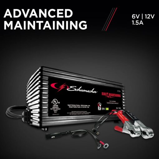 Schumacher SC1445 250/50/25/10 Amp Manual Wheel Charger with Engine Start & SC1355 Fully Automatic Battery Maintainer - 1.5 Amp, 6/12V - for Car, Power Sport, or Marine Batteries - Image 3