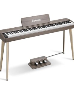 Donner 88 Key Digital Piano Keyboard for Beginner, DDP-60 Electric Piano with 88 Velocity-Sensitive Keys, 128 Voices, 83 Rhythms, 8 Reverb Effects, Include 3 Piano Style Pedals, Stand, Classic Gray