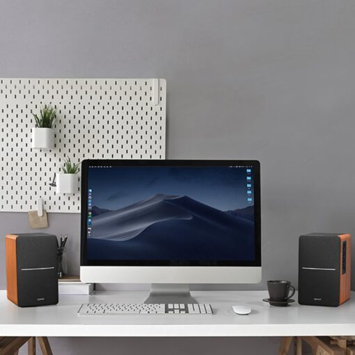 Edifier R1280DB Powered Bluetooth Bookshelf Speakers - Optical Input - Wireless Studio Monitors - 4 Inch Near Field Speaker - 42w RMS - Wood Grain - Image 3