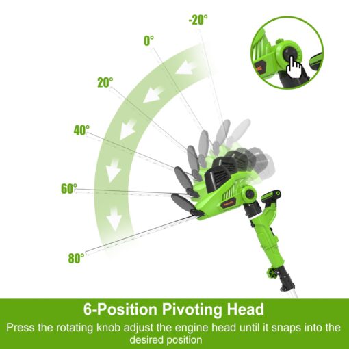 GARCARE 2 in 1 Electric Pole Hedge Trimmer, Power Hedge Trimmer with 18 inch Dual-Action Laser Cut & Adjustable Cutting Head, 4.8Amp, 600W, Corded - Image 6