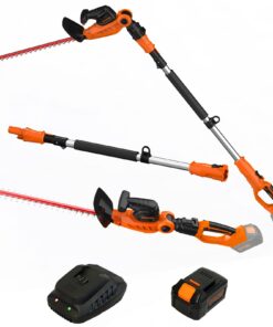 GARCARE 2 in 1 Hedge Trimmer Cordless with 20V, 4.0Ah Li-Ion Battery and Quick Charger Tree Trimmer 510mm Dual-Action Laser Blade, 7/10inch Cutting Capacity