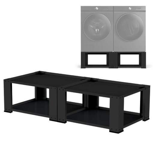 2 Pack Laundry Pedestal for Washer and Dryer - Fit 27 and 28 Inch Washer and Dryer Stand Heavy Duty Steel Universal Washing Machine Raiser 700lbs Capacity 15.7'' Height Black