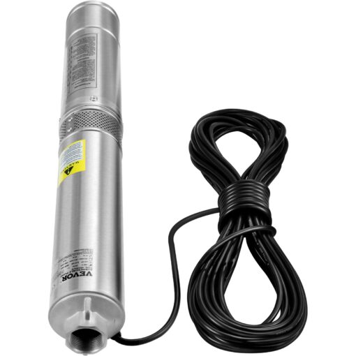 VEVOR Deep Well Submersible Pump, 3HP/2200W 230V/60Hz, 37GPM Flow 640 ft Head, with 33 ft Electric Cord, 4 inch Stainless Steel Water Pumps for Industrial, Irrigation & Home Use, IP68 Waterproof Grade - Image 2