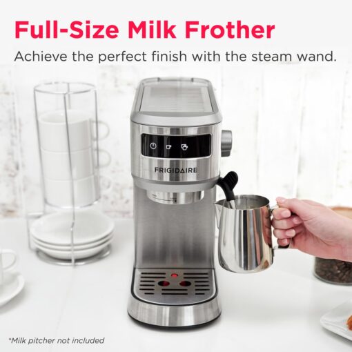 Frigidaire 20 Bar Small Espresso Machine with Milk Frother and Tamper - Makes Cappuccinos, Lattes, and More, Stainless Steel - Image 7