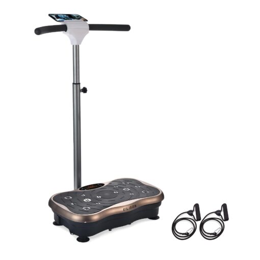 EILISON FIRMHOLD Handle Vibration Plate Exercise Machine for Lymphatic Drainage- Whole Body Workout Vibration Platform 350lbs for Beginners & Recovery, Body Shape Machine for Tonning (Handle Brown)