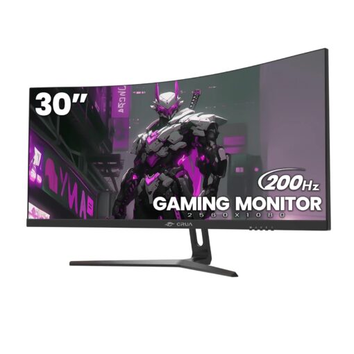 CRUA 30" Curved Gaming Monitor, 165Hz/200Hz Computer Monitor, WFHD(2560 * 1080P) 1500R VA Screen, 120% sRGB PC Monitors Support AMD FreeSync, Wall Mount Install(HDMI, DP)- Black