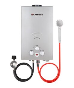 CAMPLUX Tankless Water Heater Propane, 2.64GPM Portable Water Heater for Off Grid, Camping, Outdoor Shower, 68,000 BTU Portable Hot Water Heater, BW264G, Gray