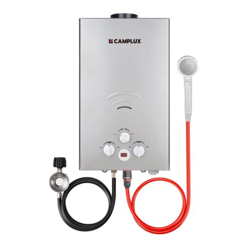 CAMPLUX Tankless Water Heater Propane, 2.64GPM Portable Water Heater for Off Grid, Camping, Outdoor Shower, 68,000 BTU Portable Hot Water Heater, BW264G, Gray