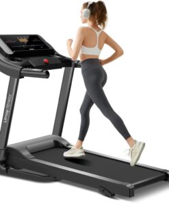 UMAY Fitness Home Folding Incline Treadmill with Pulse Sensors, 3.0 HP Quiet Brushless, 300 lbs Capacity (Black or Gray) (Black)