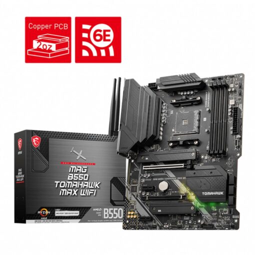 MSI MAG B550 Tomahawk MAX WiFi Gaming Motherboard (AMD Ryzen 5000 Series, AM4, DDR4, PCIe 4.0, SATA 6Gb/s, M.2, USB 3.2 Gen 2, HDMI/DP, Wi-Fi 6E, Bluetooth 5.2, 2.5Gbps LAN, ATX) - Image 2