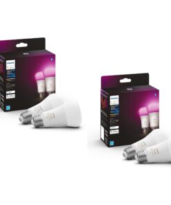 Philips Hue Smart 60W A19 LED Bulb - White and Color Ambiance Color-Changing Light - 4 Pack - 800LM - E26 - Indoor - Control with Hue App - Works with Alexa, Google Assistant and Apple Homekit