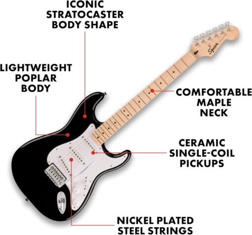 Squier 6 String Electric Guitar Pack, Right, Black (0371720006) - Image 4