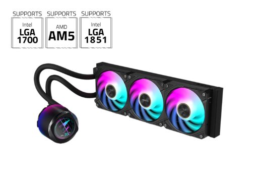 AORUS WATERFORCE X II 360 Liquid CPU Cooler, 360mm Radiator with 3X 120mm Low Noise ARGB Fans, Compatible with Intel LGA1851, LGA1700, and AMD AM5(GP-AORUS WATERFORCE X II 360) - Image 3