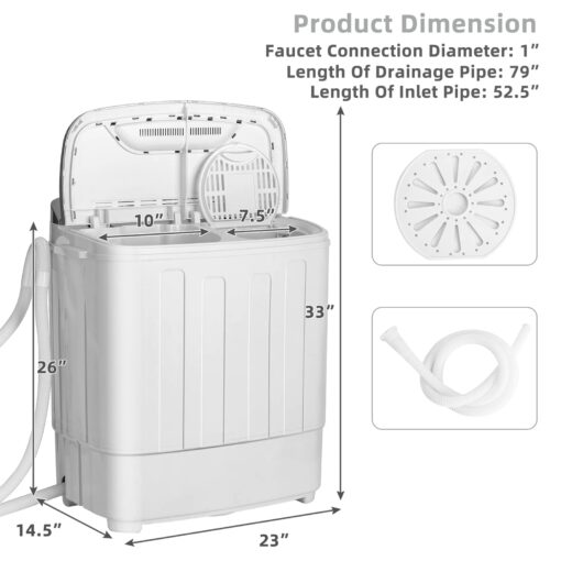 Giantex GT-US61100-FPGR Portable Washers, White & Gray - Image 4